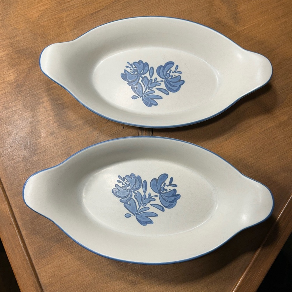 Vintage Blue Floral Ceramic Serving Dishes